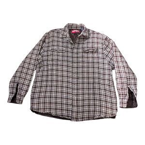 Wrangler Mens XL Plaid Flannel Button Down Shirt Lined Jacket 80 Vintage Western